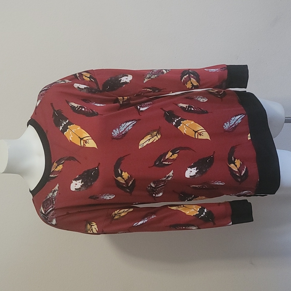 Levaca Fall Leaf Print Fall Long Sleeve Top Size M